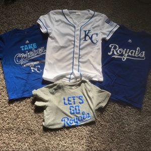 Bundle Of 4 KC Royals Shirts + Button Up Jersey